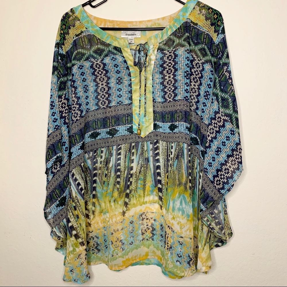 Dressbarn flowy sheer tunic top